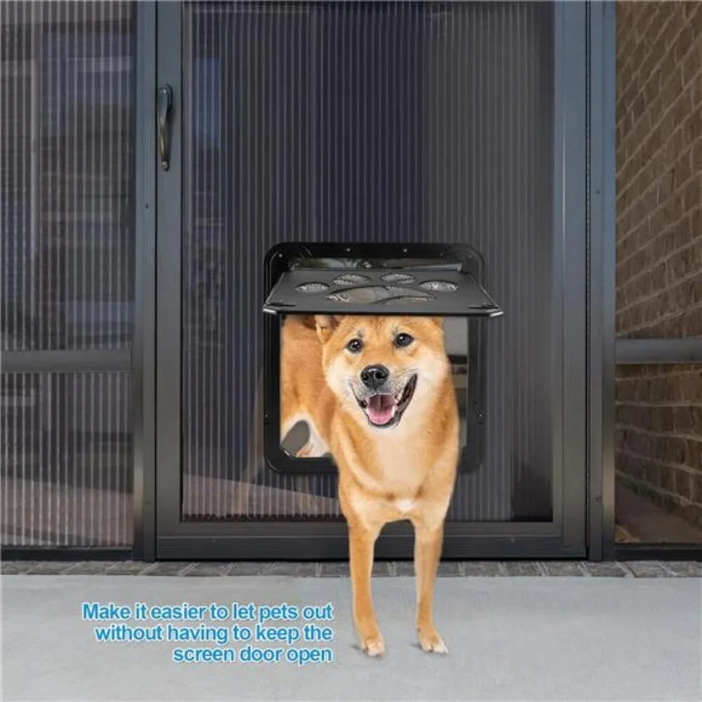 Dog Screen Door, Inside Door Flap 12x14x0.4 Inch, Lockable Pet Screen Door